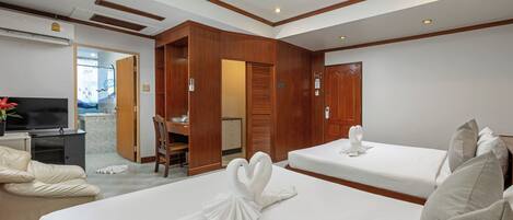 Family Room | In-room safe, individually decorated, desk, laptop workspace