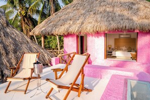 Standard Room, 1 King Bed, Ocean View (Bungalow Flamingo Suite) | In-room safe, individually furnished, free WiFi, bed sheets - Playa Rosa Bungalows (Costa Careyes)