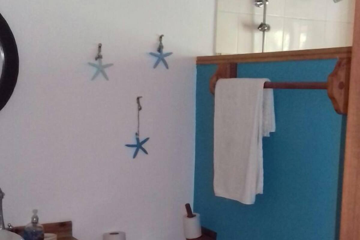 Un baño pequeño con inodoro, lavamanos y zona de ducha.