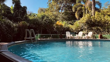 Outdoor pool, sun loungers