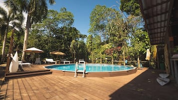 Outdoor pool, sun loungers