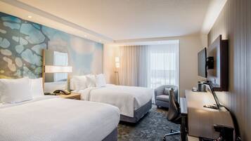 Pillow-top beds, desk, laptop workspace, blackout curtains