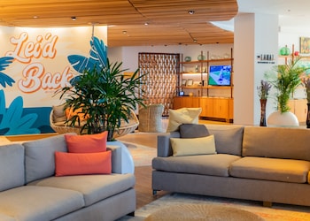 Hotel entrance and lobby at Hyatt Centric Waikiki Beach