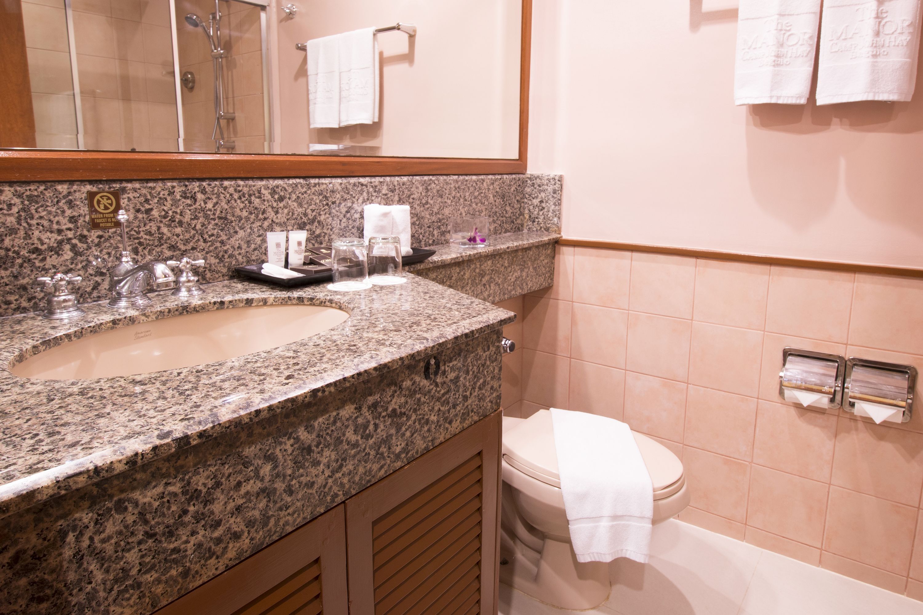 shower, free toiletries, hair dryer, bathrobes