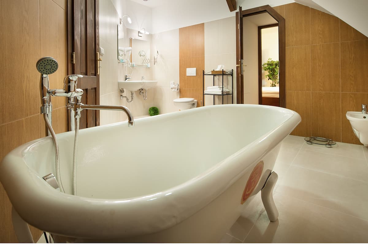 luxury apartment, kitchenette, executive level (executive level) | bathroom | free toiletries, hair dryer, bathrobes, slippers