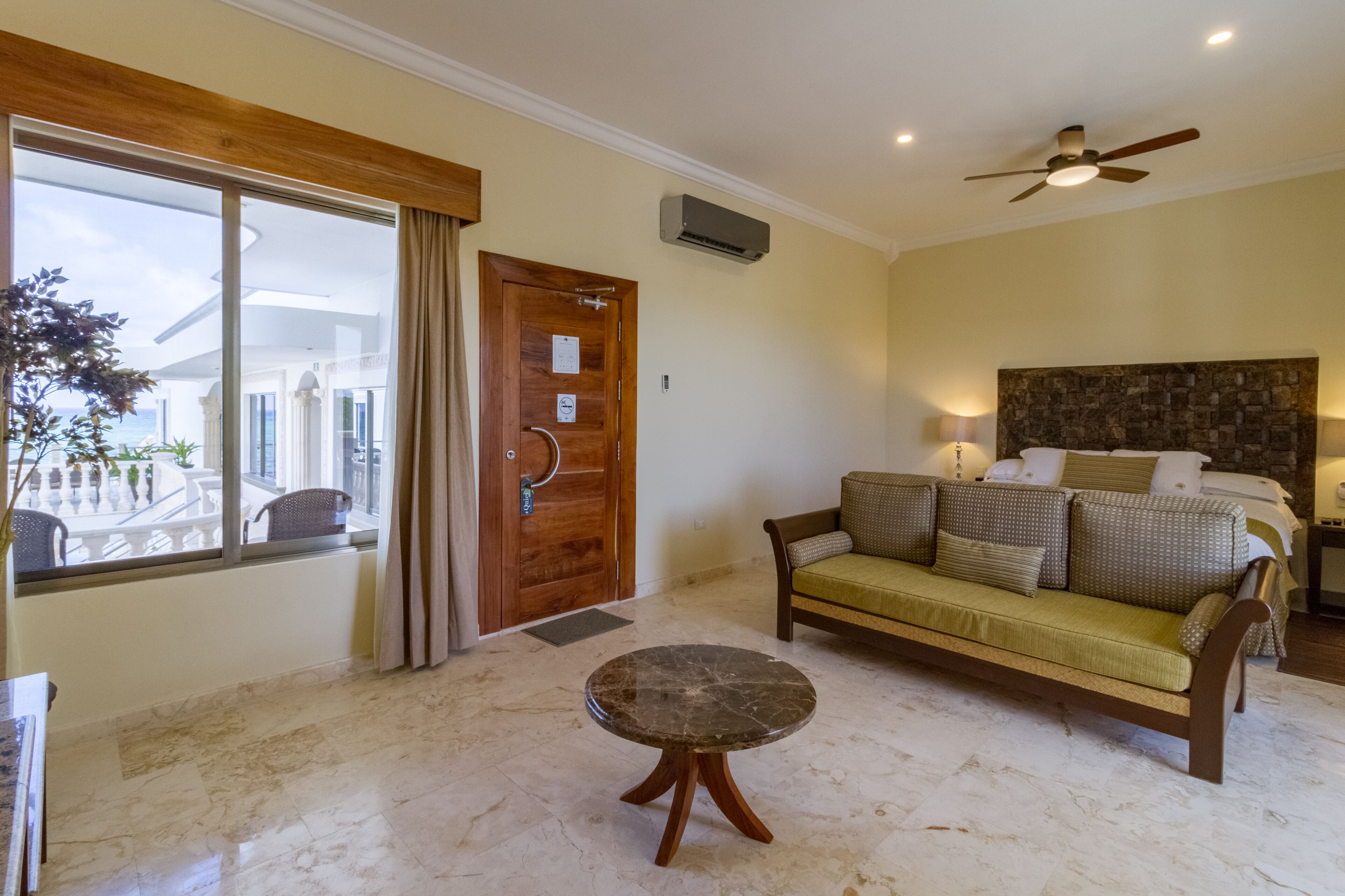 deluxe suite, 1 king bed with sofa bed, partial sea view | view from room