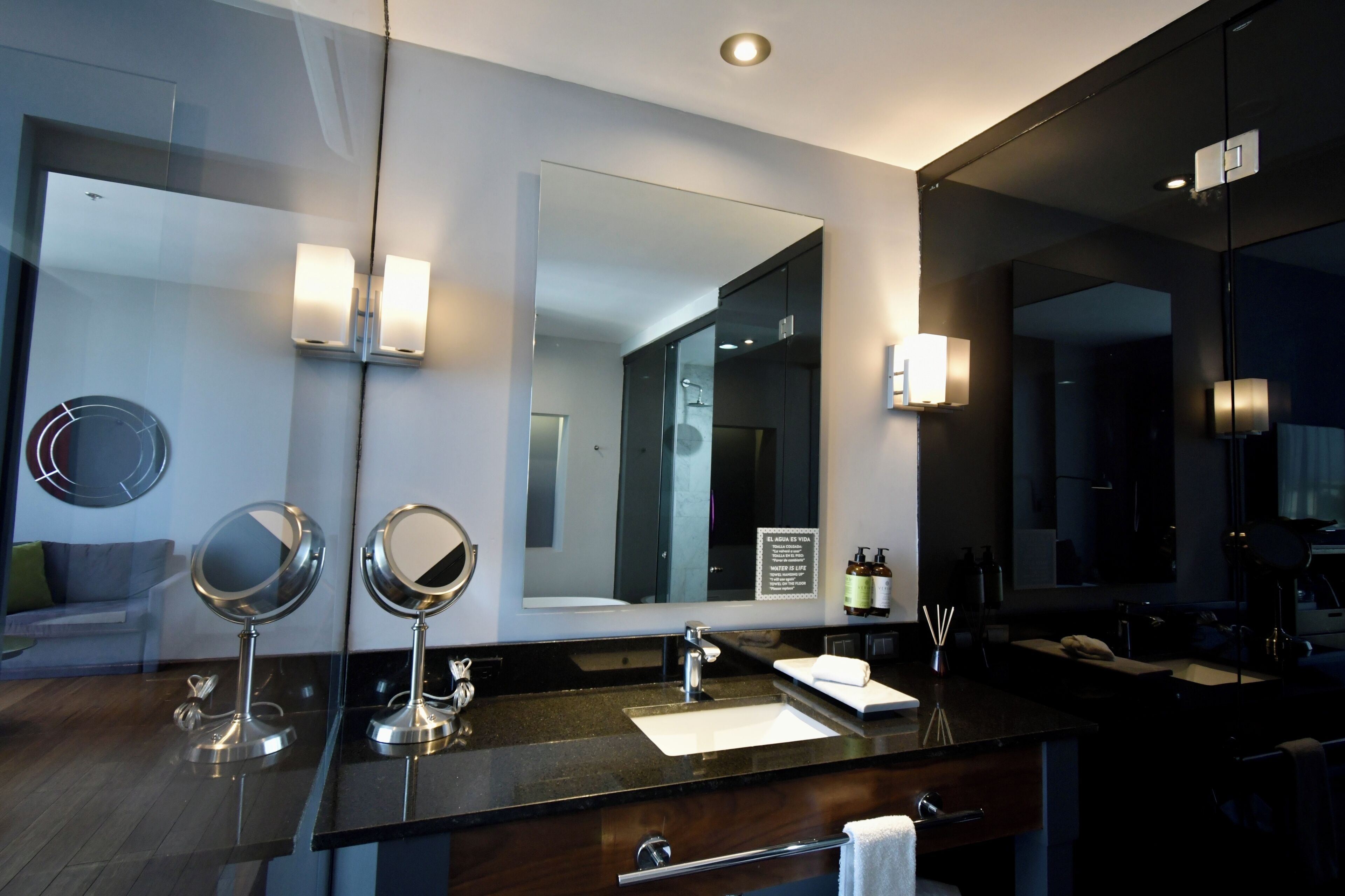 junior suite | bathroom | shower, rainfall showerhead, hair dryer, towels