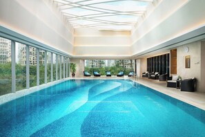 Indoor pool, open 6:00 AM to 10:00 PM, sun loungers