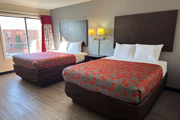 Standard Room, 2 Queen Beds, Non Smoking | Desk, laptop workspace, blackout drapes, soundproofing