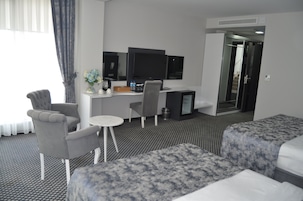 Minibar, caja de seguridad en la habitación y escritorio