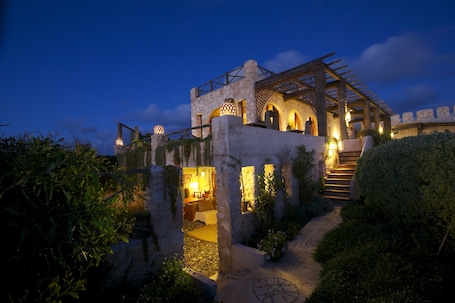 Front of property – evening/night. Dar Danse the Bubble on the Beach