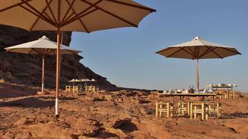 Breakfast, lunch, dinner served; local cuisine