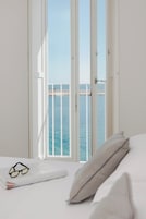 Appartamento panoramico, cucina, vista mare | Biancheria in cotone egiziano, biancheria da letto di alta qualità