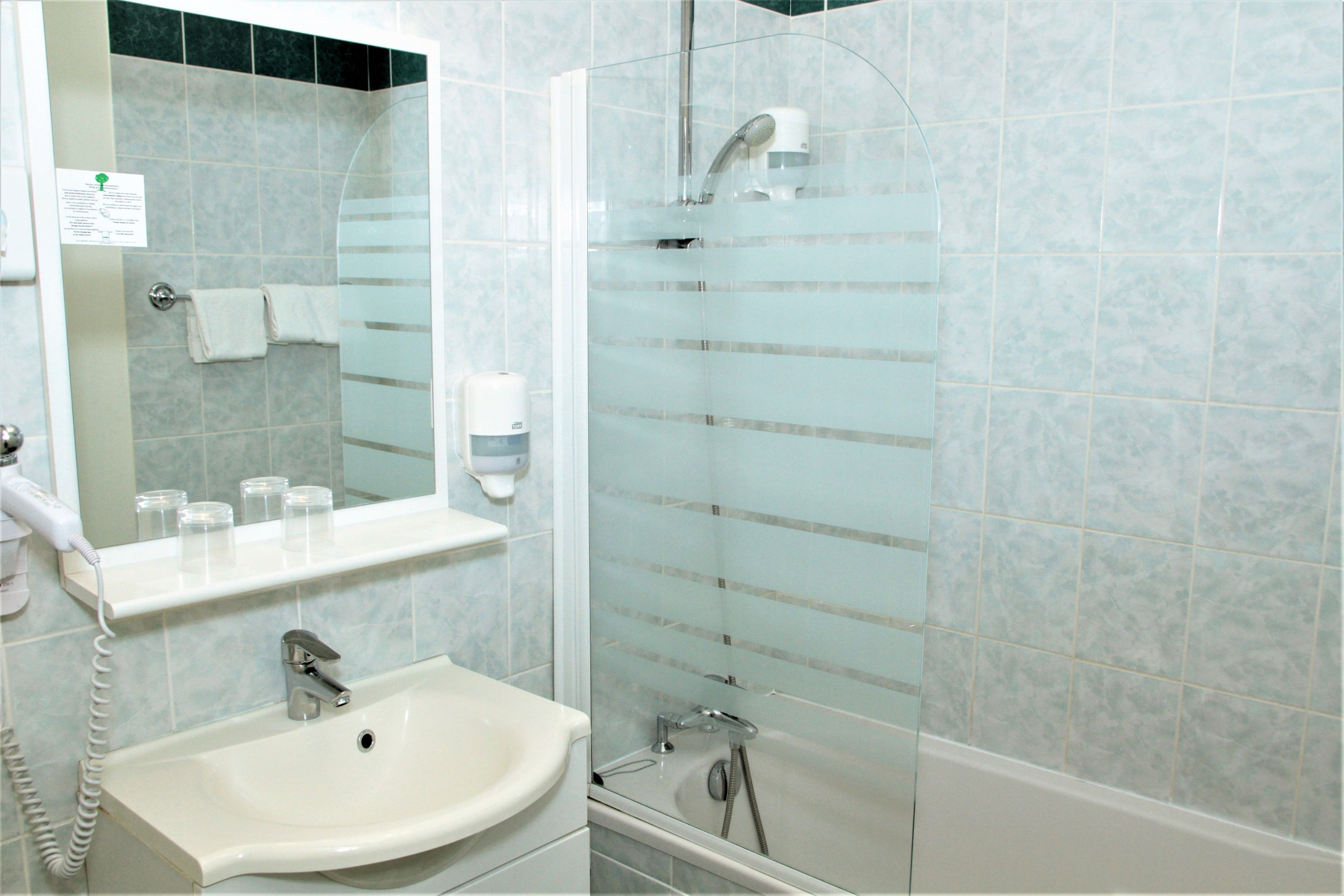 free toiletries, hair dryer, towels, soap