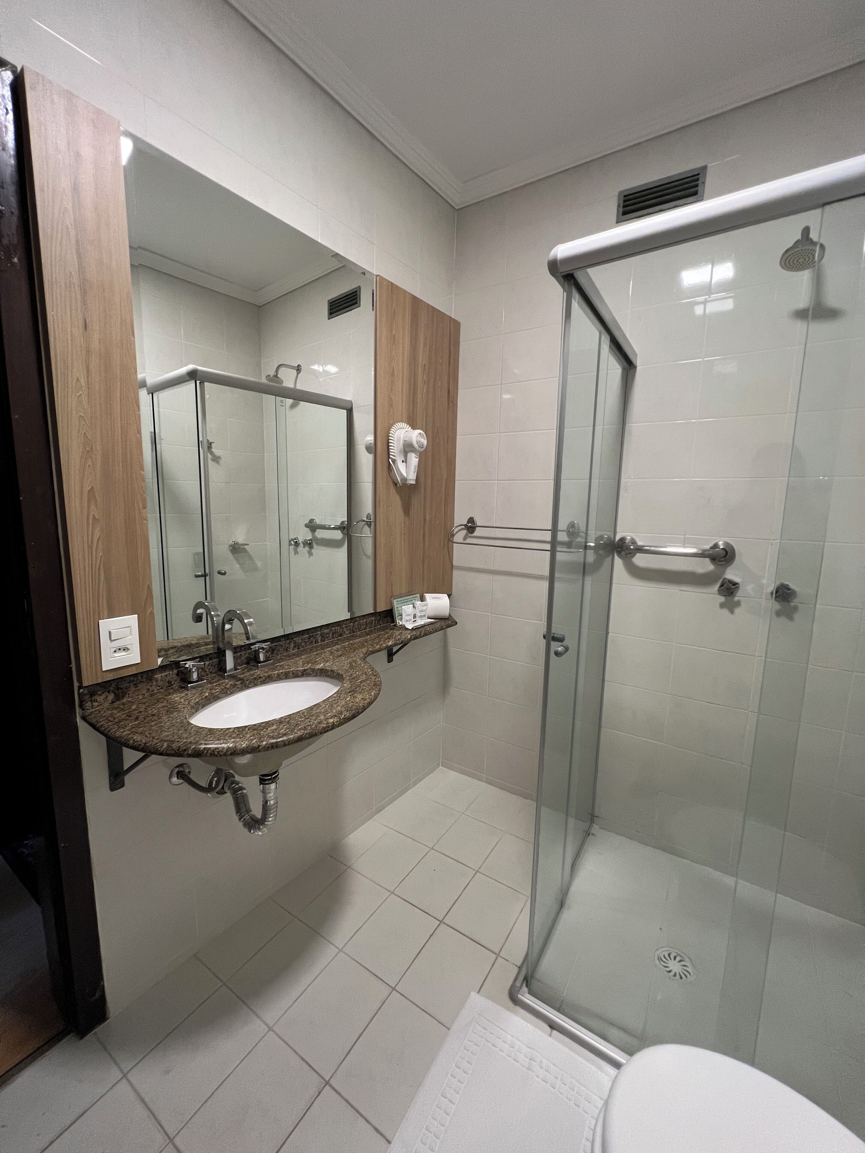 free toiletries, hair dryer, towels