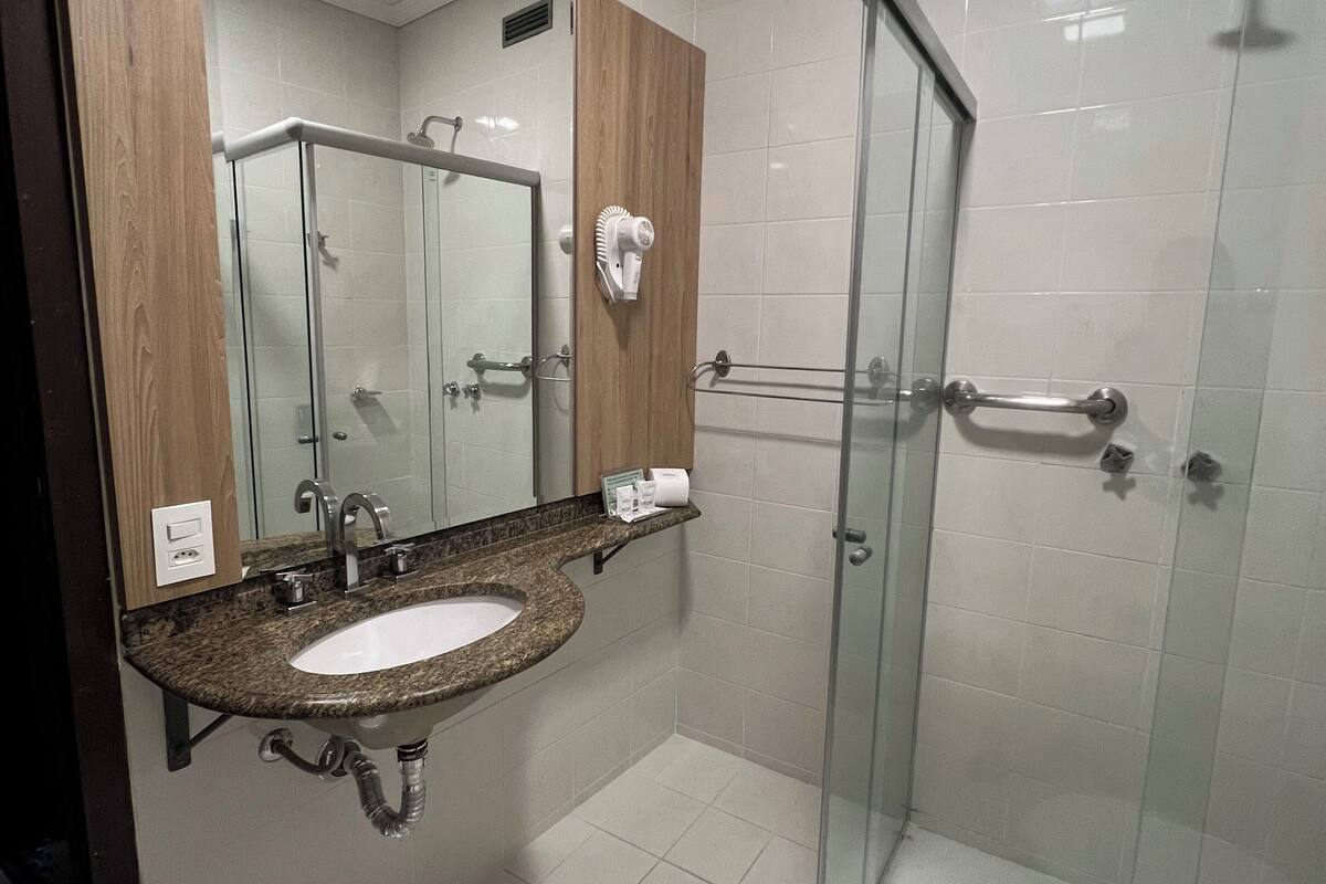 free toiletries, hair dryer, towels