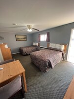 Desk, free WiFi, bed sheets