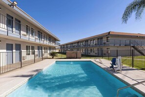 Outdoor pool, pool umbrellas