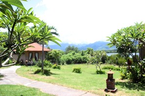 Bungalow, vista mare | Biancheria da letto di alta qualità, una scrivania