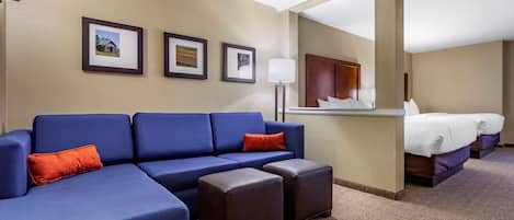 Room, 2 Queen Beds, Non Smoking | Pillowtop beds, desk, laptop workspace, blackout drapes