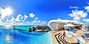 Outdoor pool, pool umbrellas