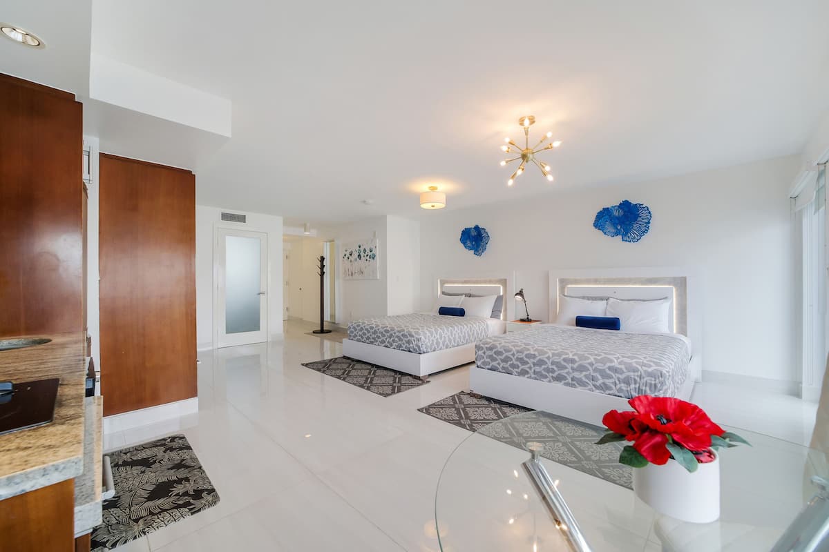 Two Queens Suite Partial Ocean View w/Balcony 1 | 1 bedroom, premium bedding, blackout drapes, iron/ironing board