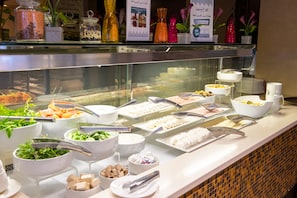 Enjoy a diverse spread of international cuisine at our buffet.