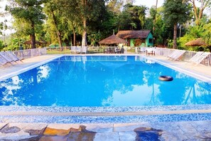 Outdoor pool, sun loungers - Hotel Hermitage (Sauraha)