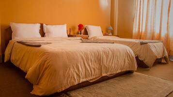 Hypo-allergenic bedding, in-room safe, desk, soundproofing