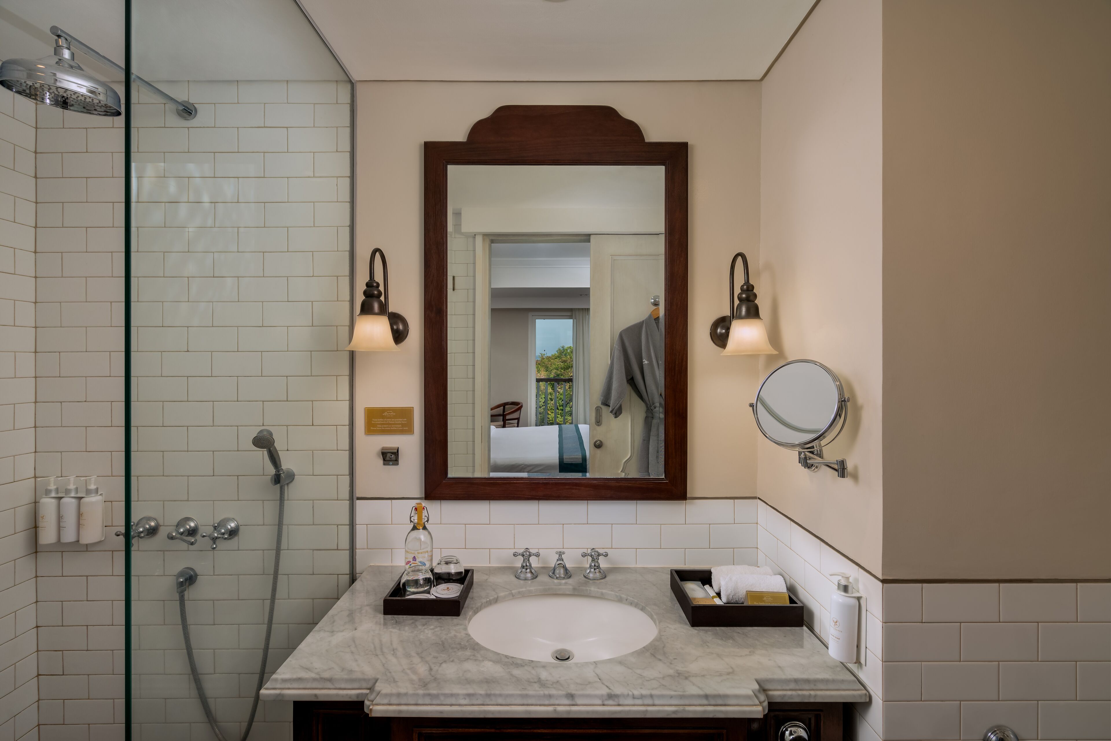 magnolia suite | bathroom | shower, free toiletries, hair dryer, bathrobes