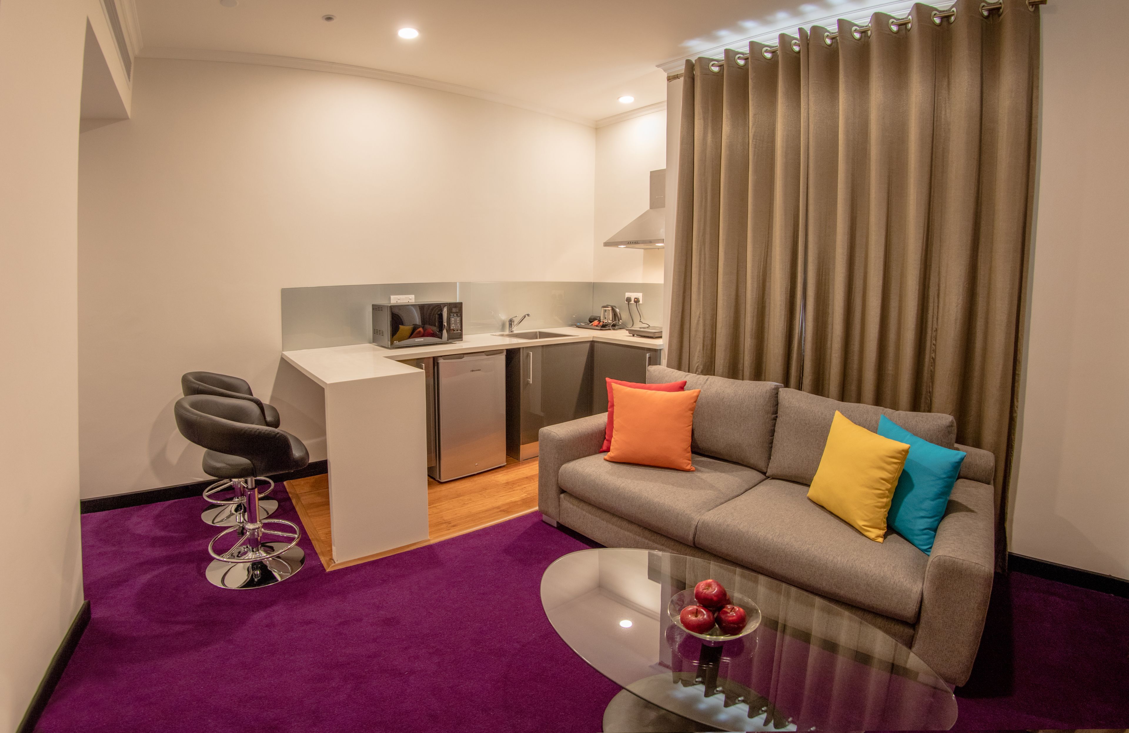 superior suite | living area | 40-inch led tv with satellite channels, tv, fireplace