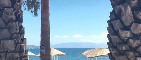 Breakfast, lunch, dinner served; beach views