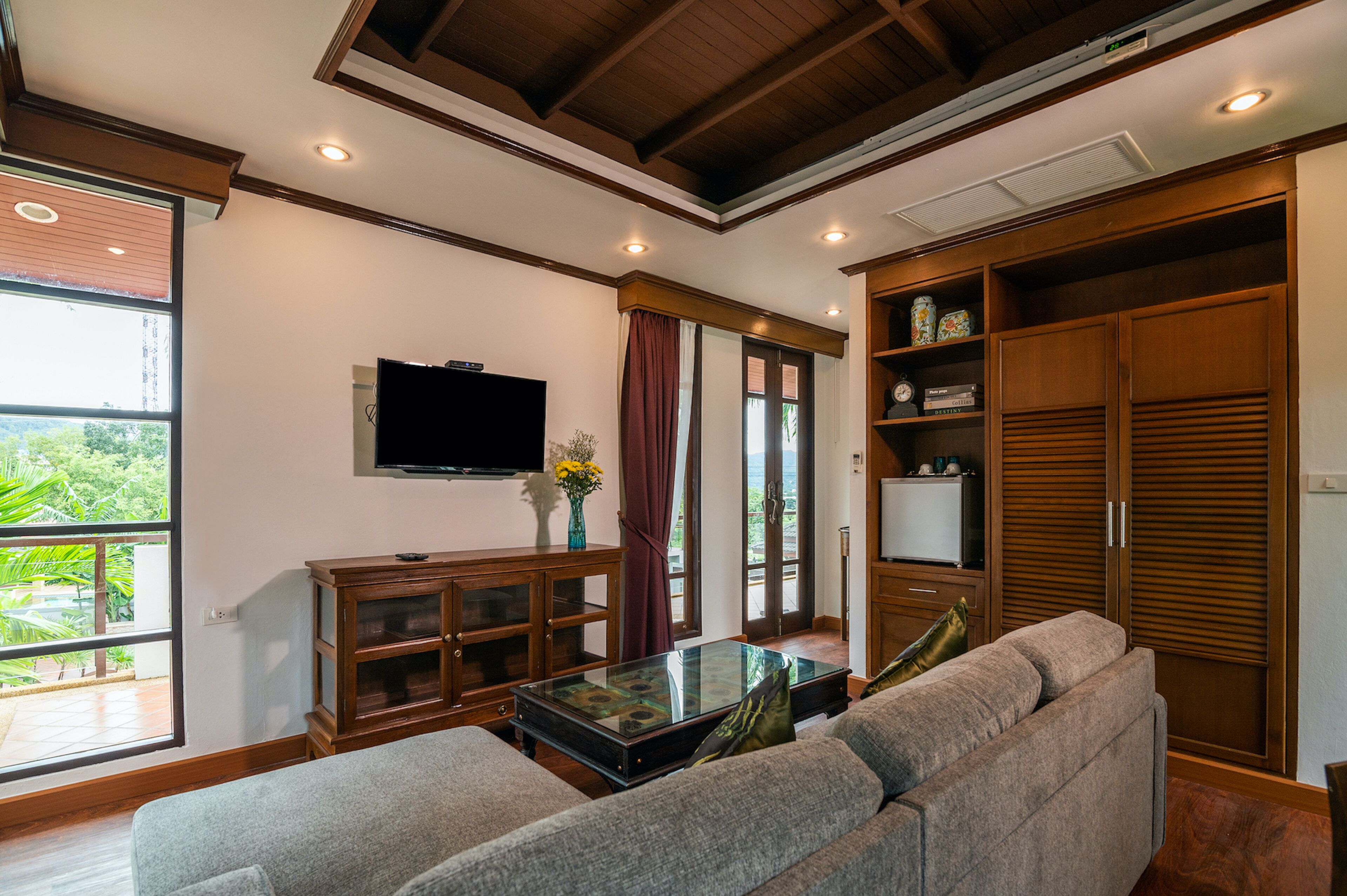 flat-screen tv, netflix, pay films