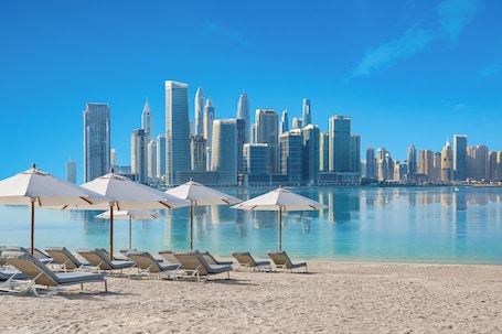 Private beach, sun loungers, beach umbrellas, beach towels