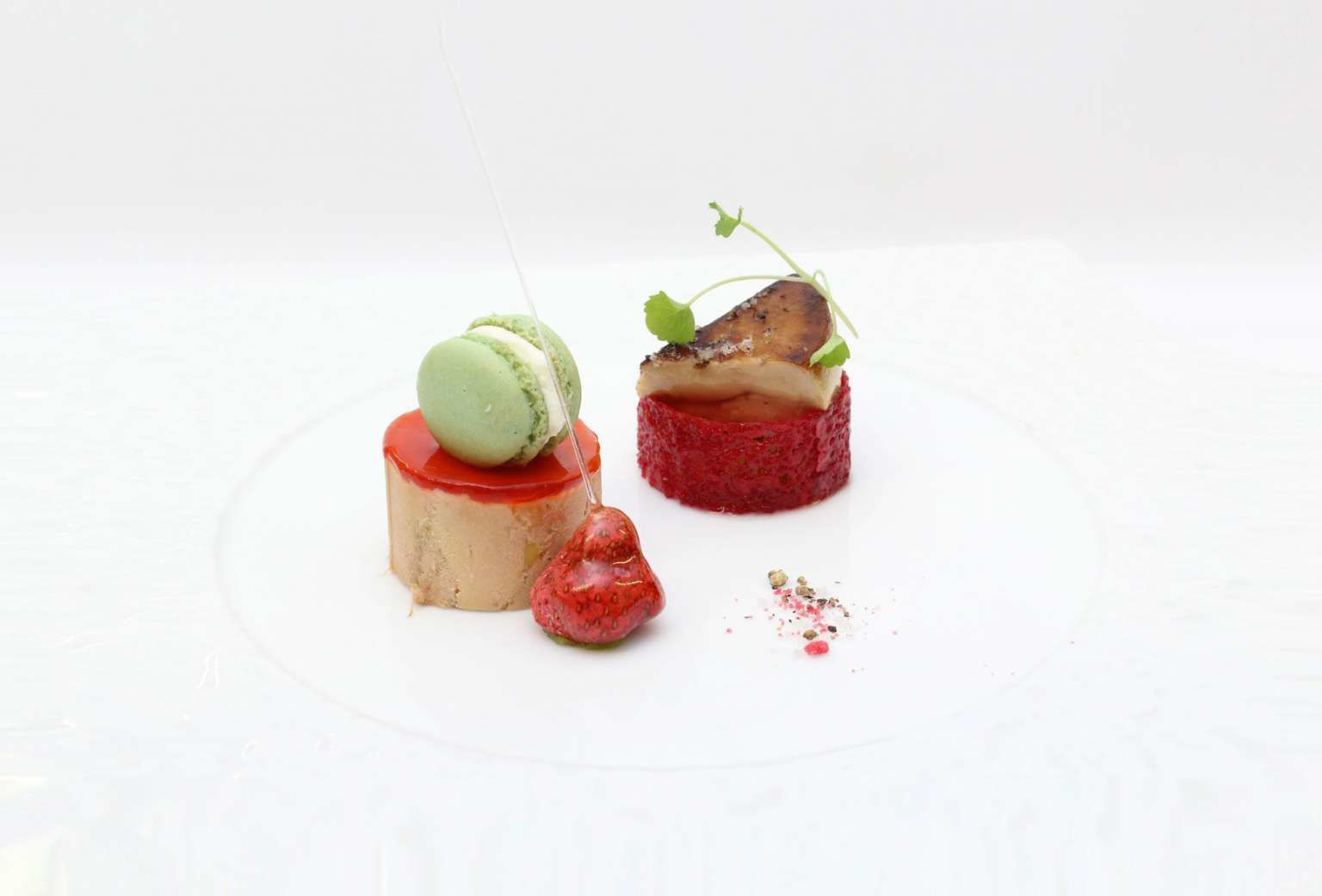 Two desserts on a white plate.