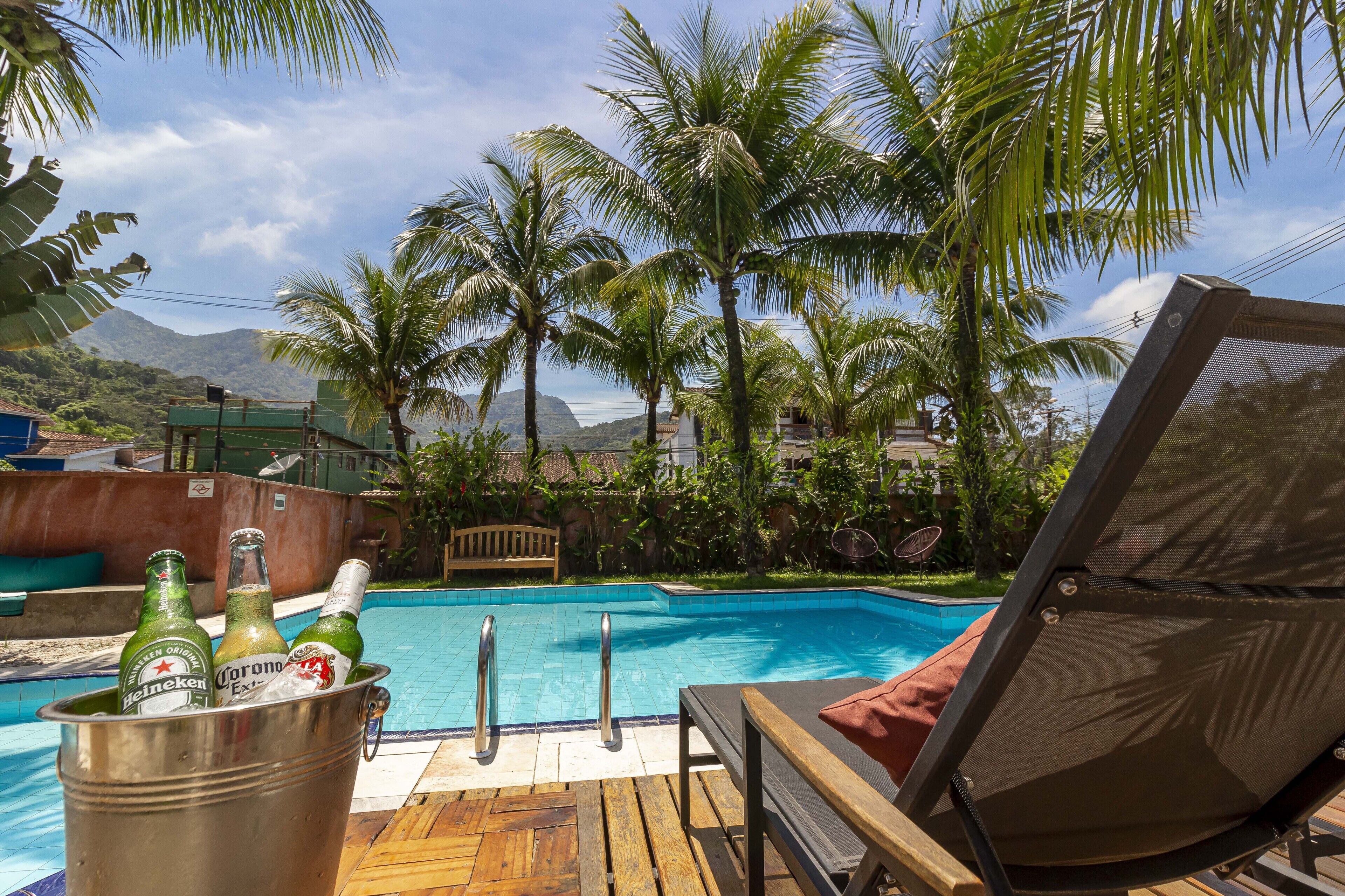 Outdoor pool, pool loungers