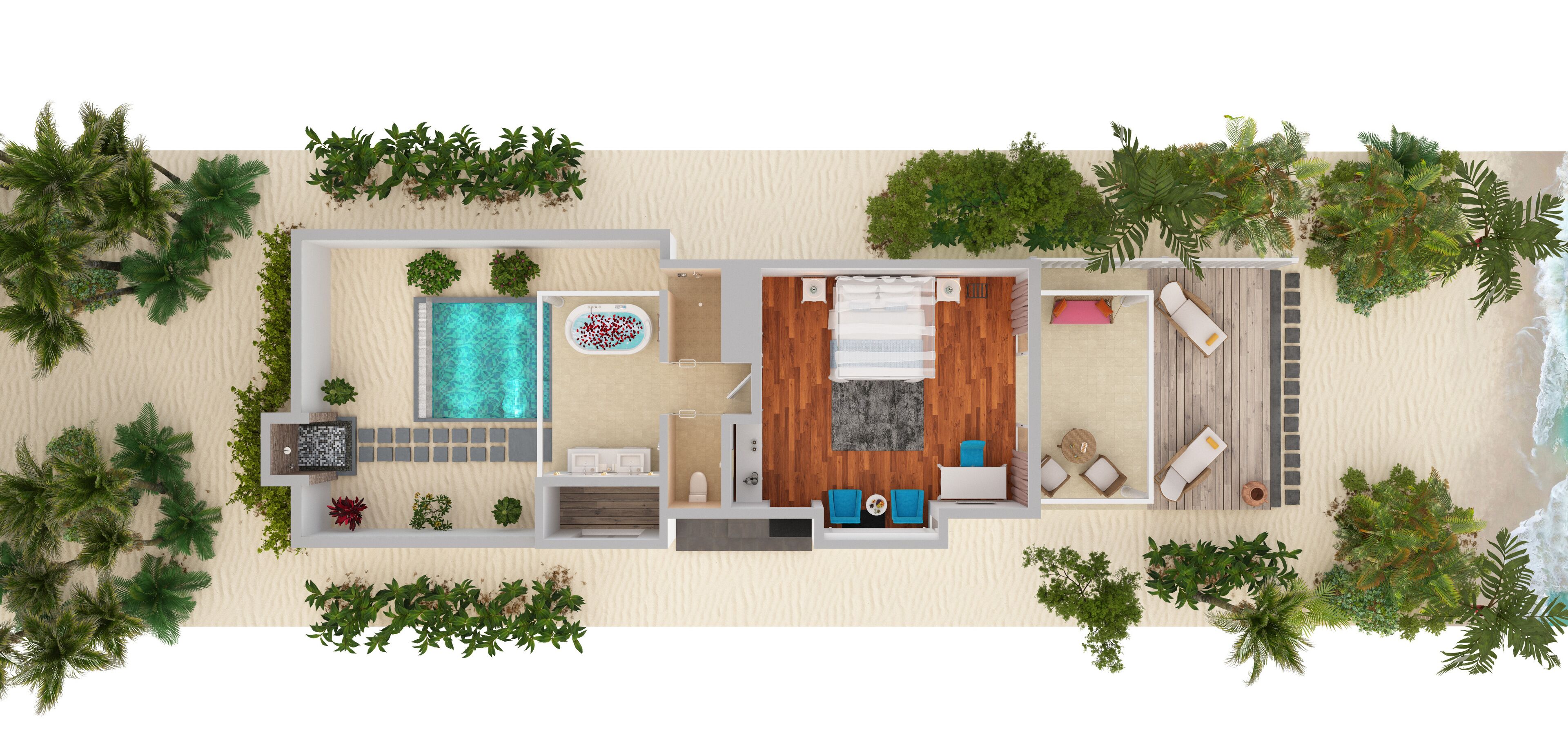 beach villa with private pool | floor plan