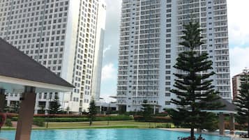 Indoor pool, outdoor pool, sun loungers