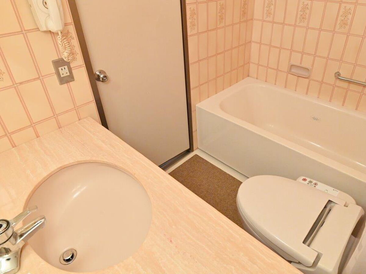 combined shower/bathtub, free toiletries, hair dryer, slippers