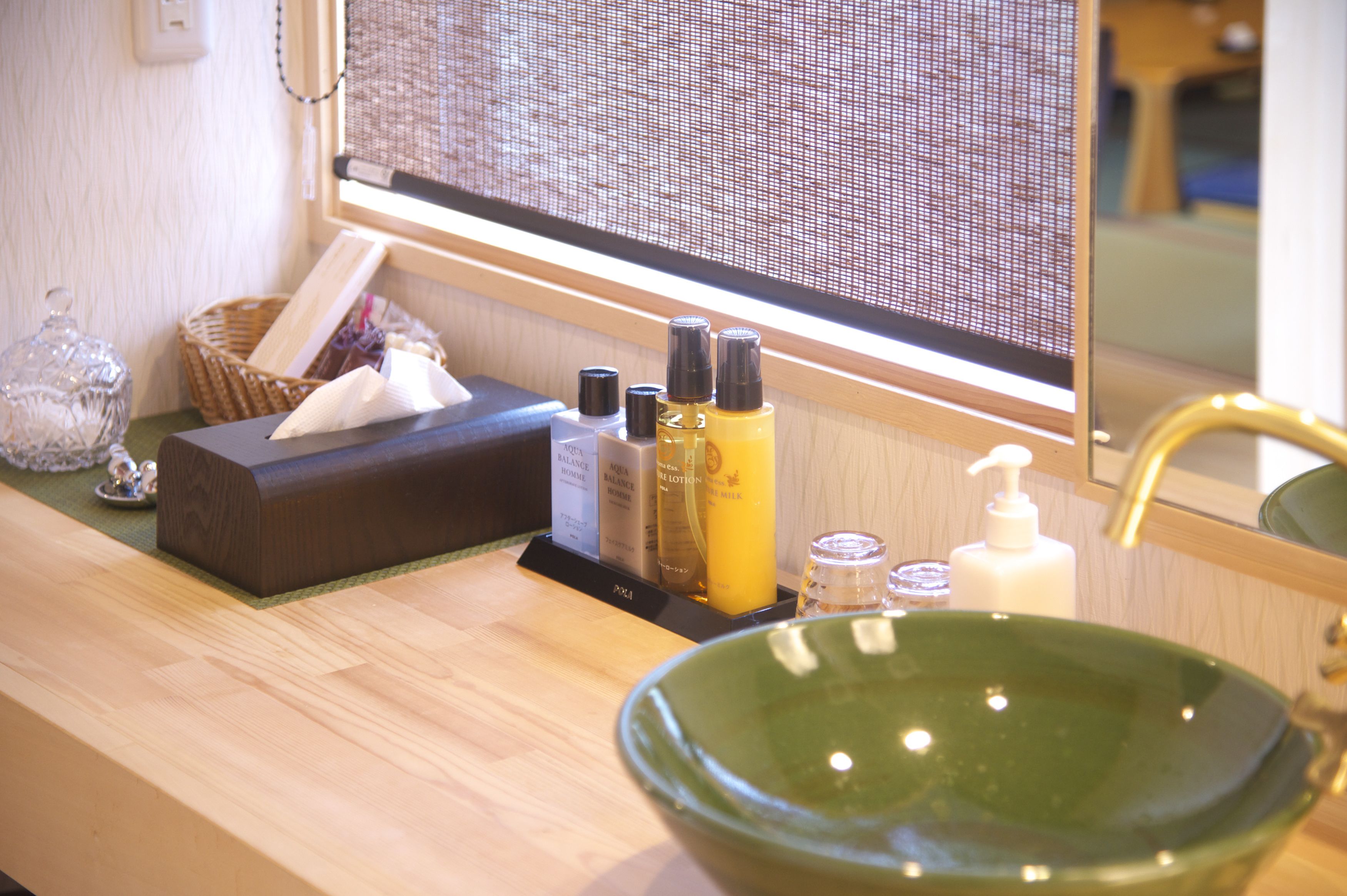 deluxe japanese style room with tatami area, open-air bath | bathroom sink