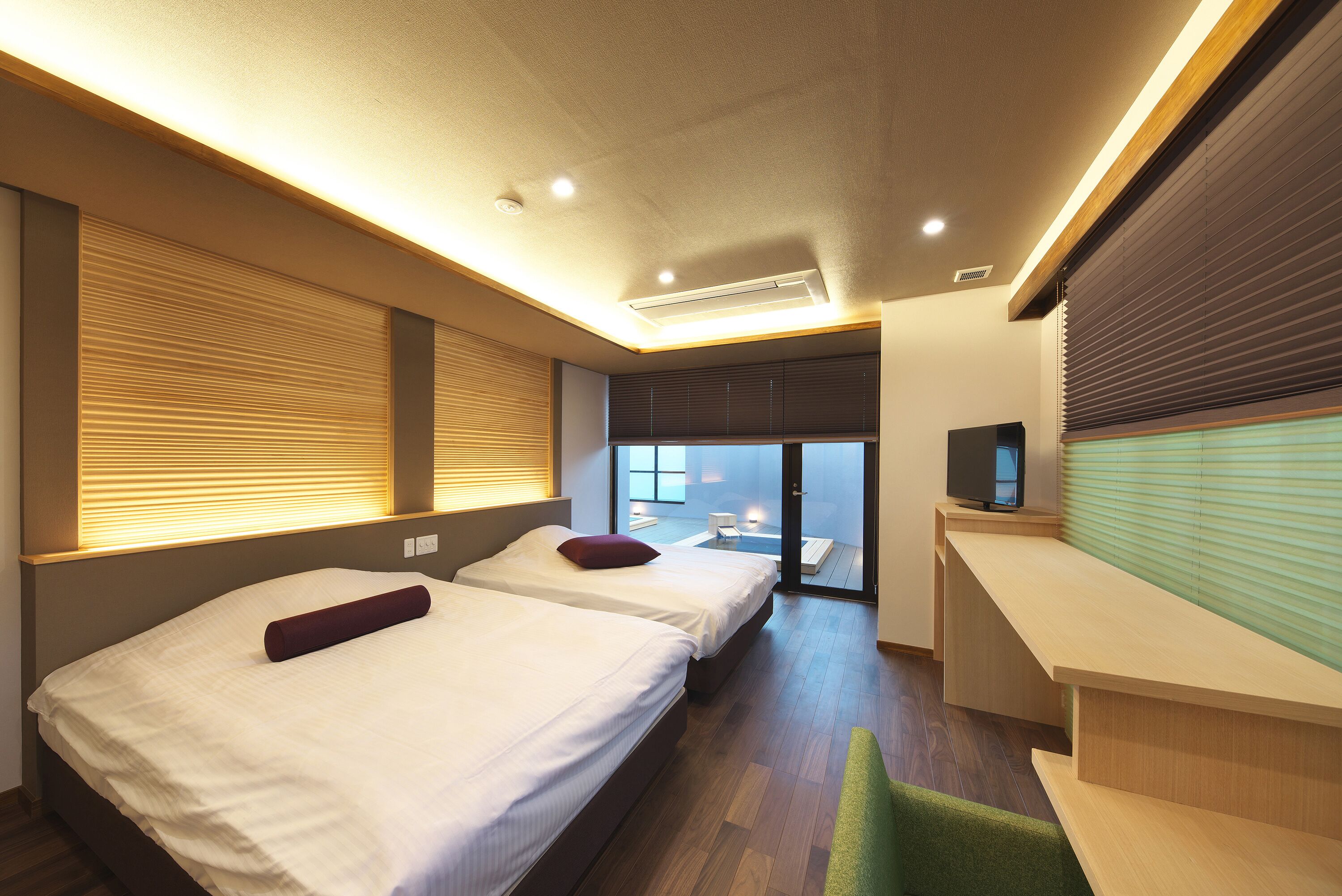 guest room with new open-air bath [kinpou] - 3 types of open-air baths and sauna, non-smoking | premium bedding, in-room safe, blackout curtains, soundproofing