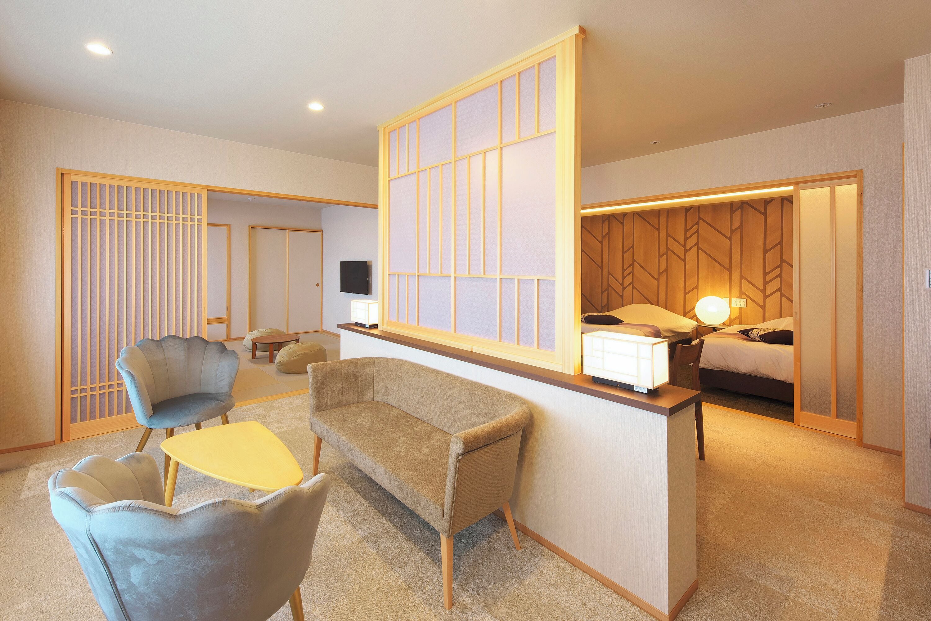 Habitación, no fumadores (with semi-open-air bath Misaka) | Ropa de cama de alta calidad, caja fuerte, cortinas opacas