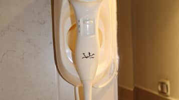Een douche, een diep bad, gratis toiletartikelen, een haardroger