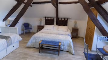 Family Room | Premium bedding, individually decorated, individually furnished, desk