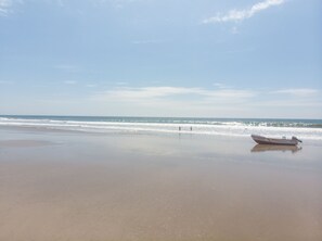 On the beach, beach umbrellas