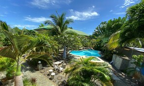 Outdoor pool, sun loungers