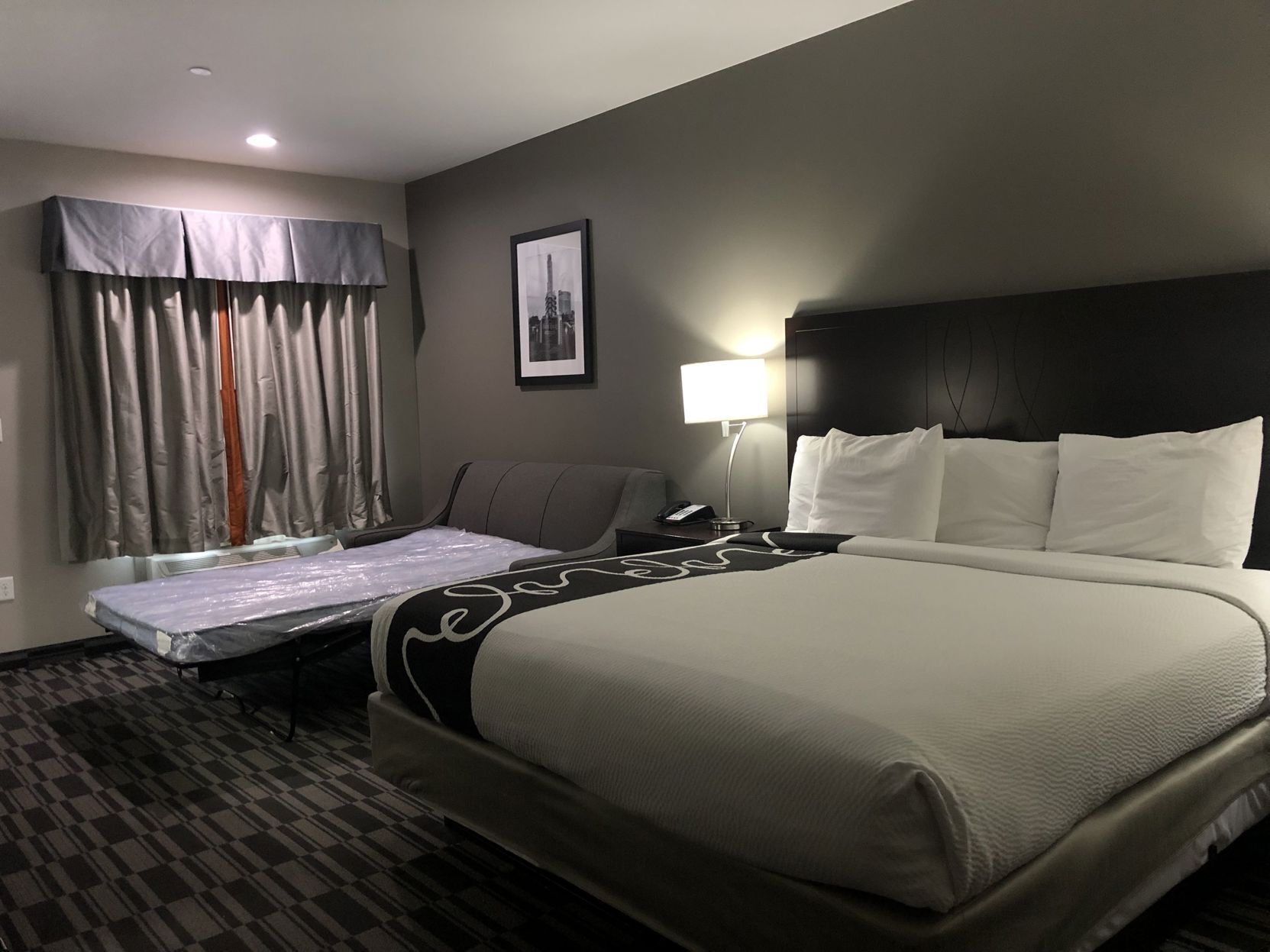 Premium bedding, desk, soundproofing, iron/ironing board