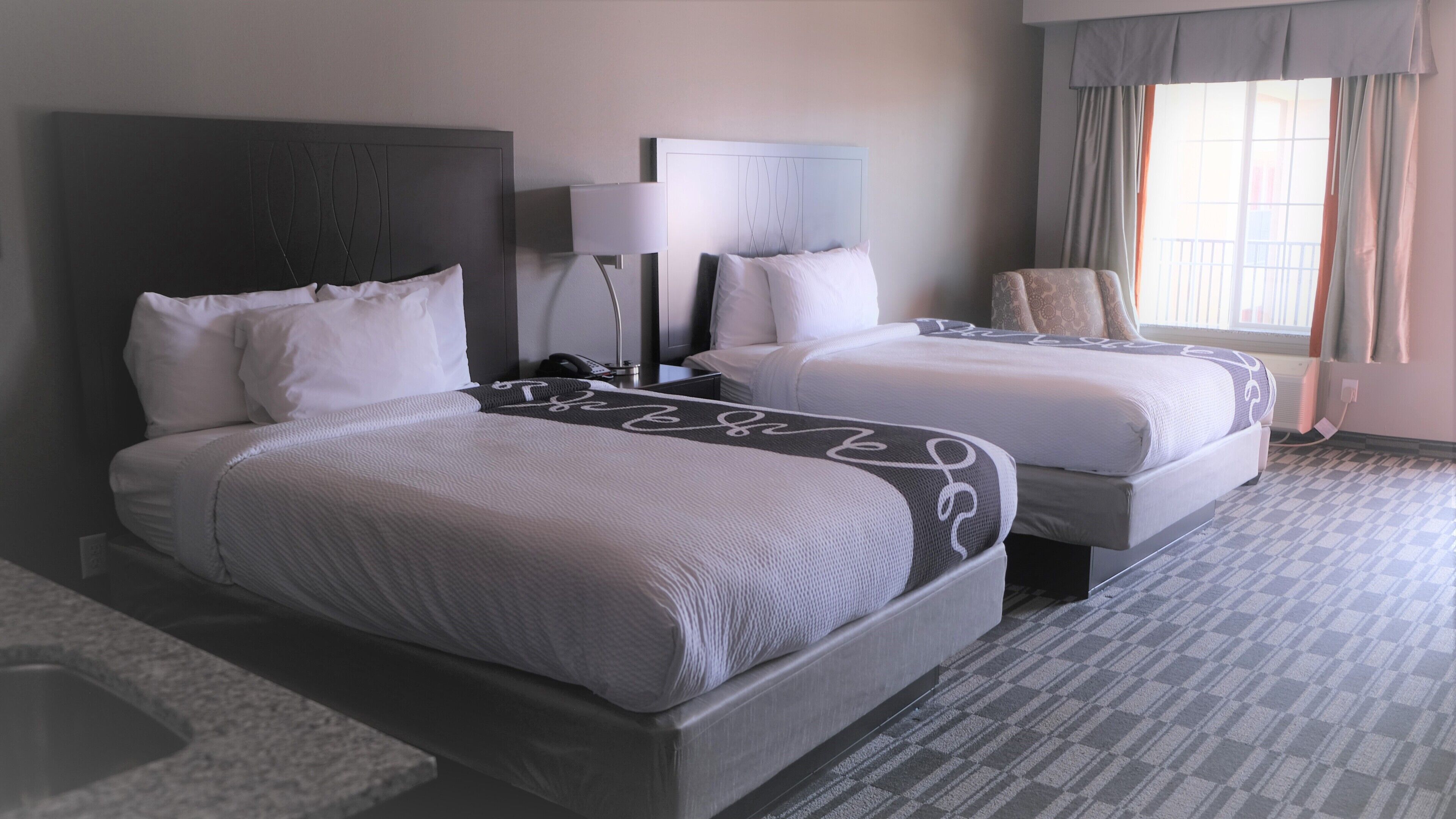 basic double room, 2 double beds | premium bedding, desk, soundproofing, iron/ironing board