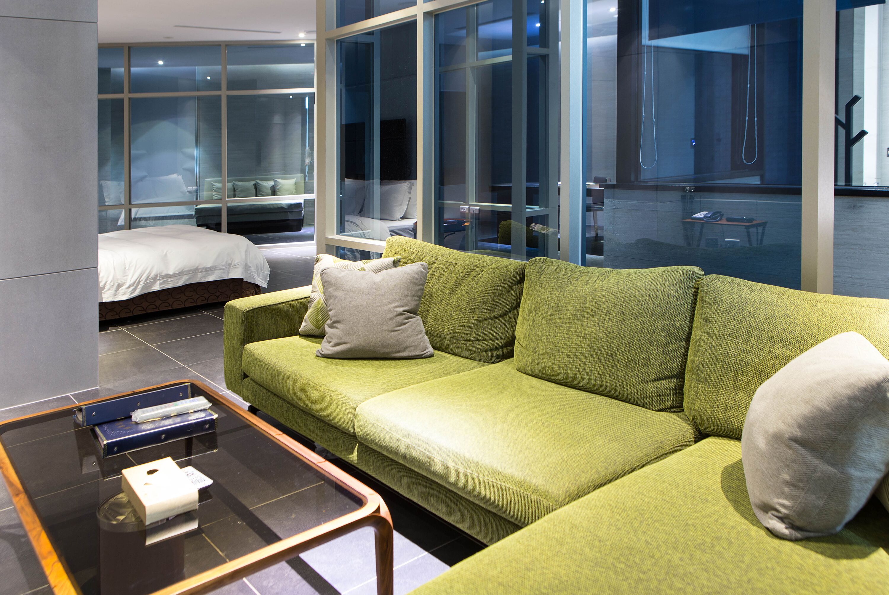 flagship suite check in time starts from 6pm | living area | 42-inch tv with digital channels