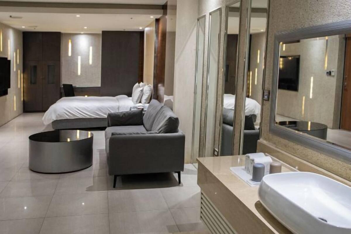 Desk, blackout curtains, iron/ironing board, free WiFi